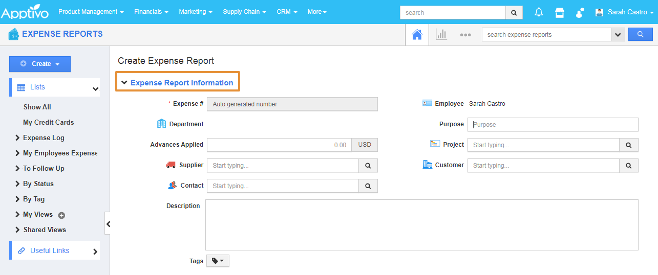 Epense Report information.png Expense Report Information
